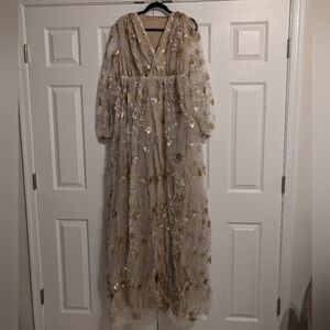 Maternity Photoshoot Dress Gold Stars